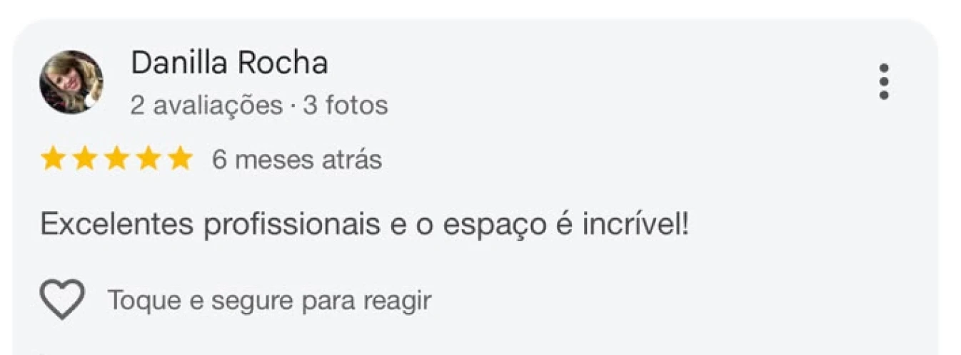 Avaliação Google 5 estrelas (5 de 7) — relato de experiência positiva na Vellano Clinic
